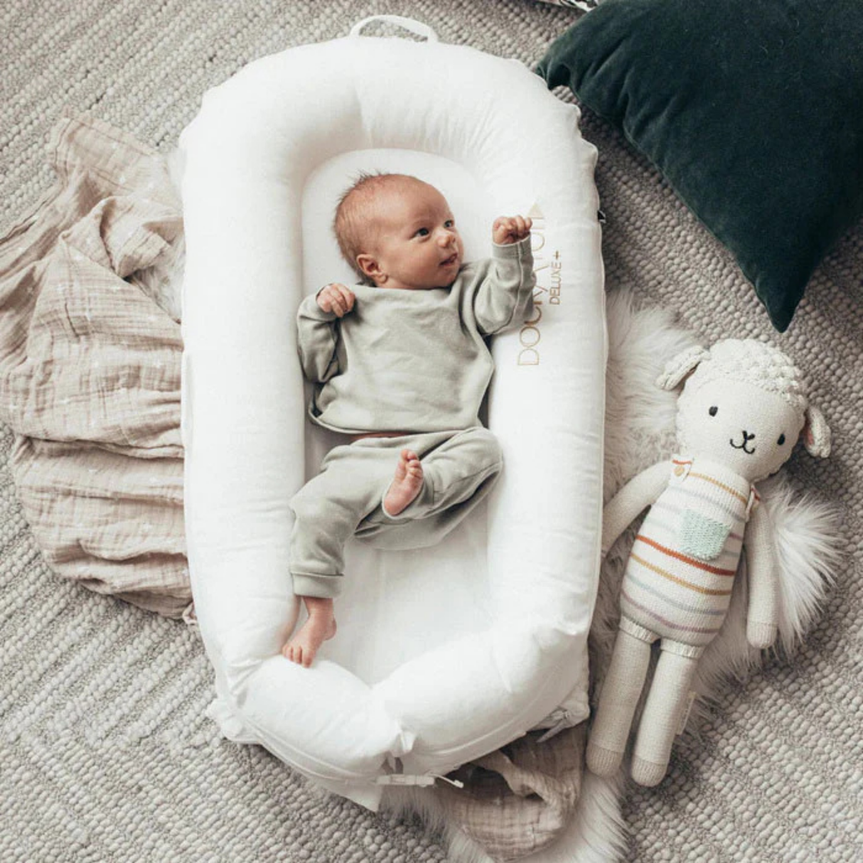 Dockatot Deluxe+ Dock, Like New / Fog Grey