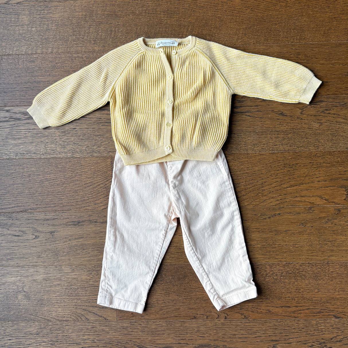 Bonpoint Cardigan & Trousers Set (18M), Gently Used / Yellow