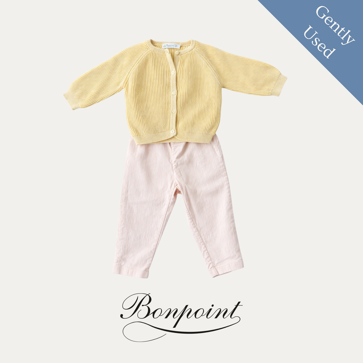 Bonpoint Cardigan & Trousers Set (18M), Gently Used / Yellow