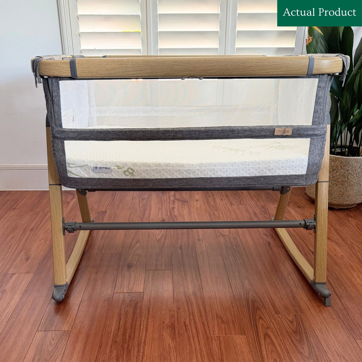 Tutti Bambini CoZee XL Bedside Crib, Gently Used / Light Grey