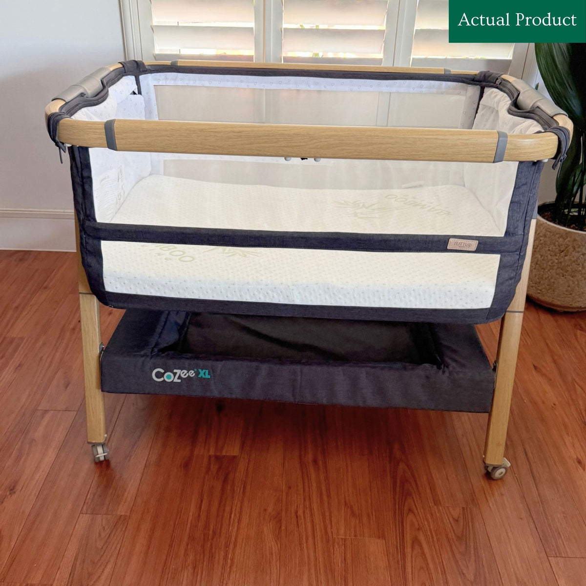 Tutti Bambini Cozee XL Bedside Crib, Like New / Dark Grey