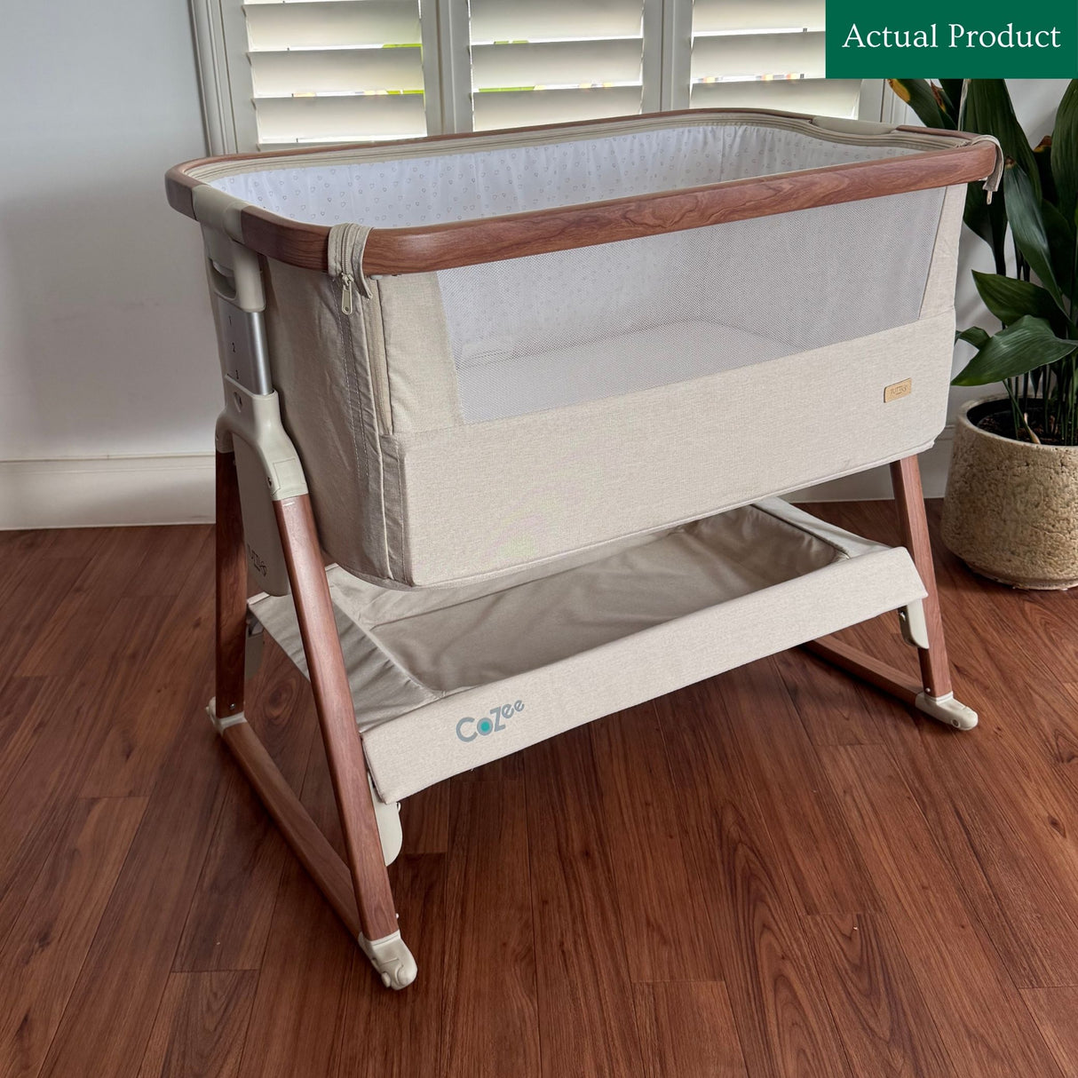 Tutti Bambini CoZee Bedside Crib, Like New / Walnut and Ecru