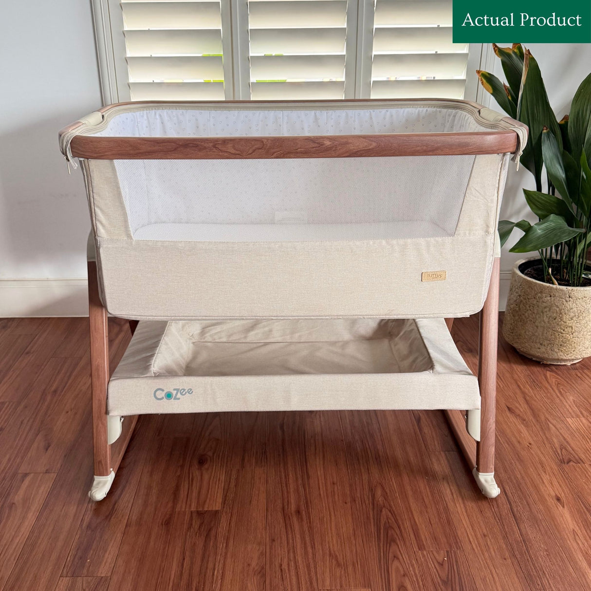 Tutti Bambini CoZee Bedside Crib, Like New / Walnut and Ecru