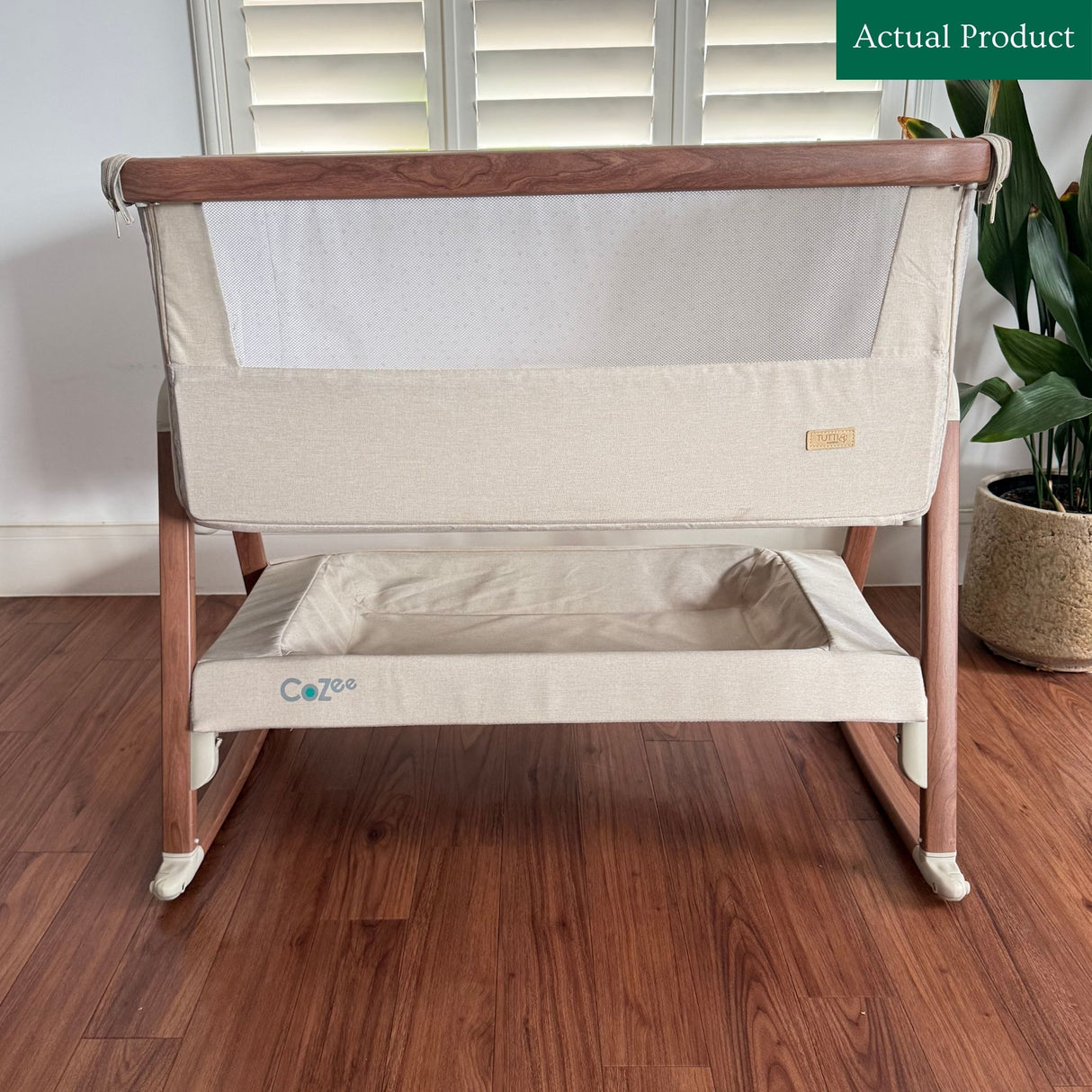 Tutti Bambini CoZee Bedside Crib, Like New / Walnut and Ecru