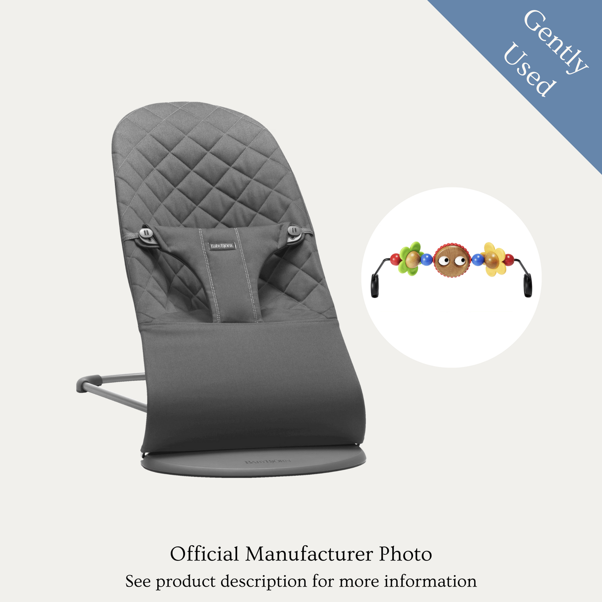 Babybjorn Bouncer Bliss and Toy, Gently Used / Grey