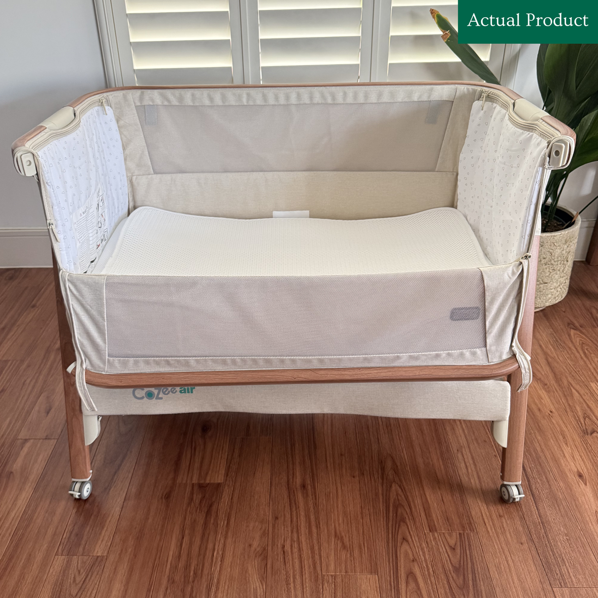 Tutti Bambini Cozee Air Bedside Crib, Gently Used / Beige