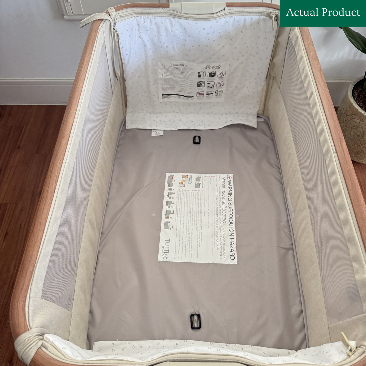 Tutti Bambini Cozee Air Bedside Crib, Gently Used / Beige