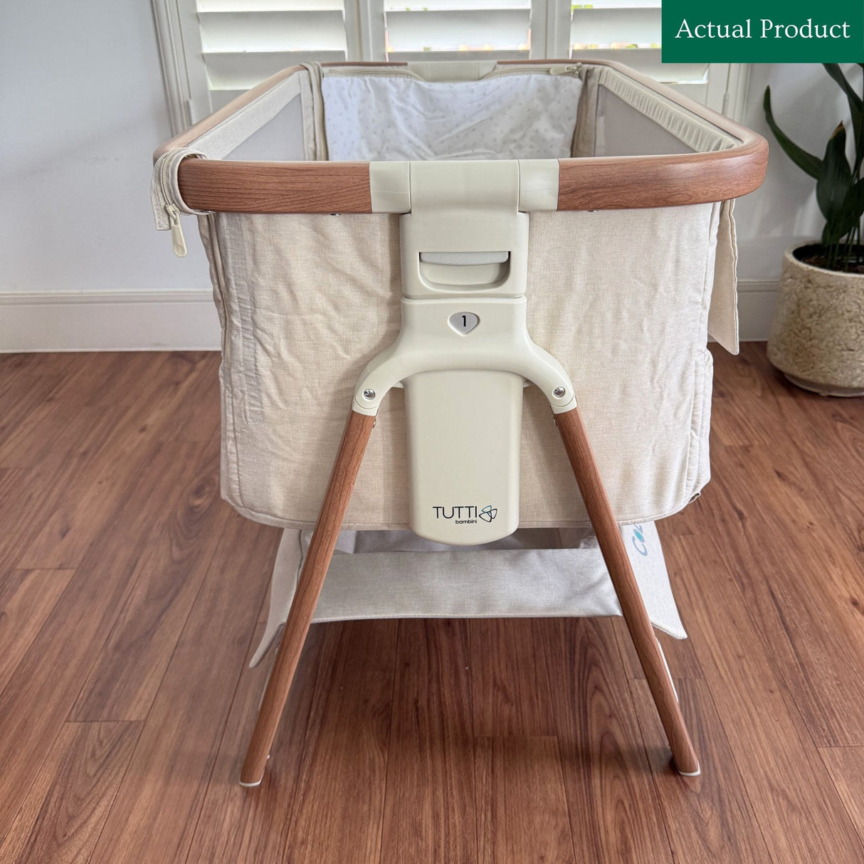 Tutti Bambini Cozee Air Bedside Crib, Like New / Beige