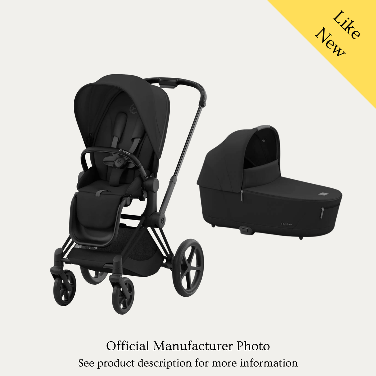 Cybex Platinum Priam Carrycot & Seat, Like New / Black