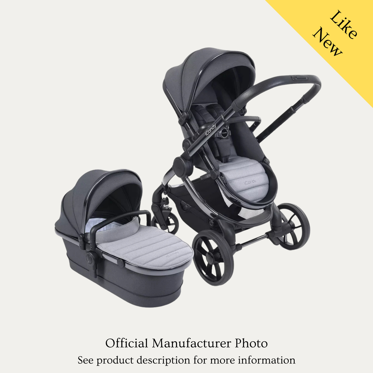 iCandy Peach 7 Pram Bundle, Like New / Dark Grey