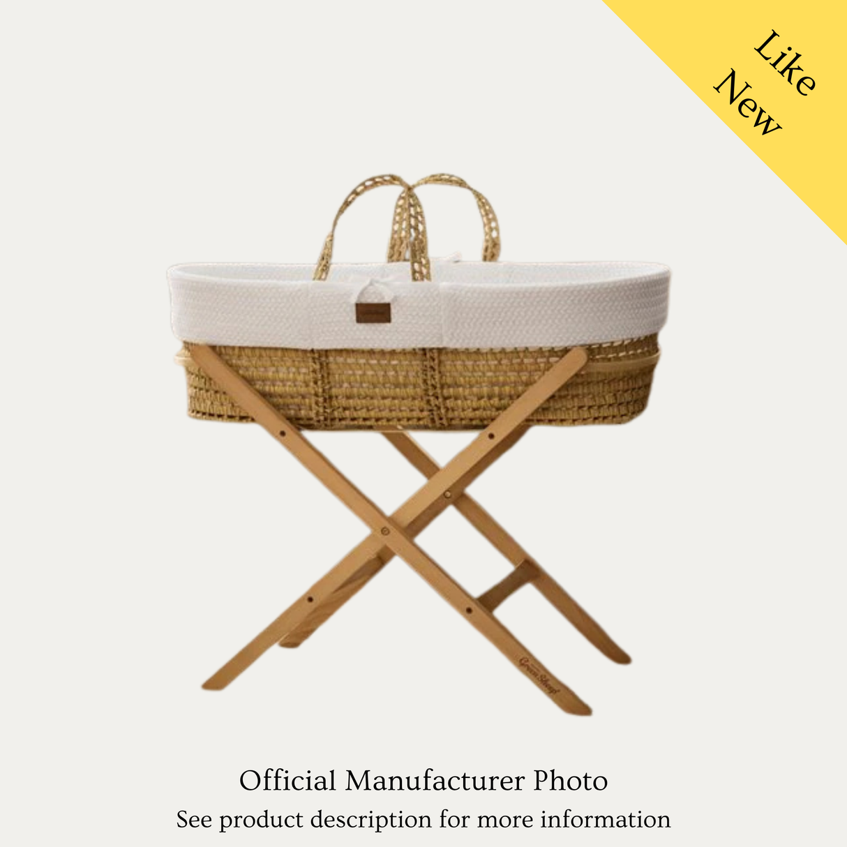 Little Green Sheep Moses Basket and Stand, Like New