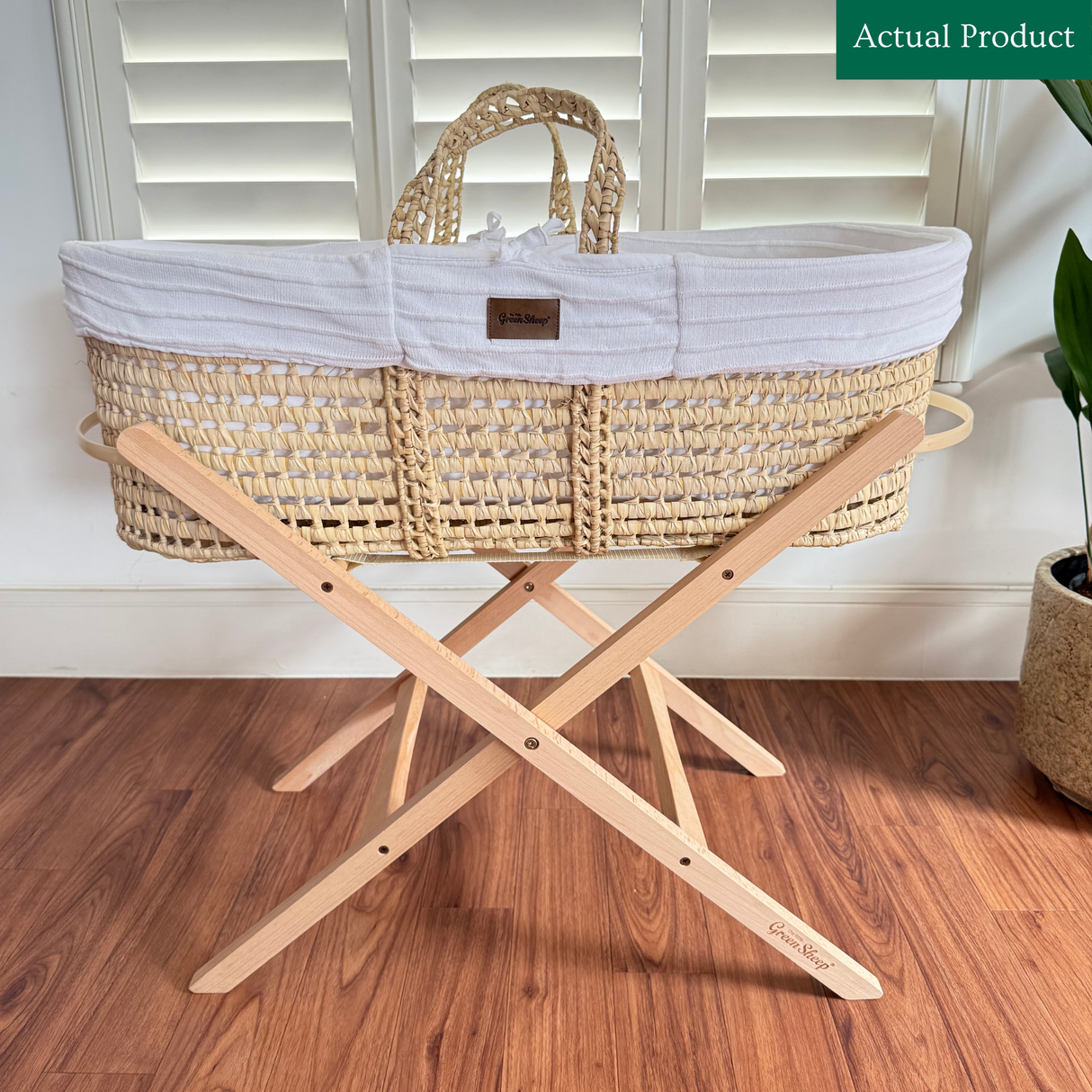 Little Green Sheep Moses Basket and Stand, Like New