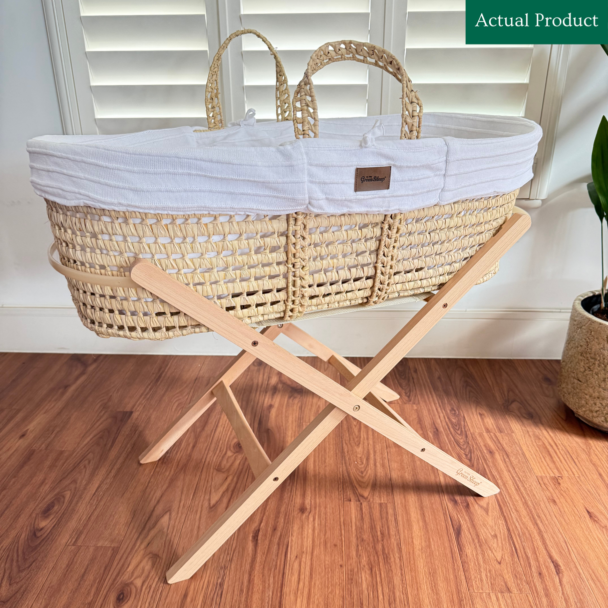 Little Green Sheep Moses Basket and Stand, Like New