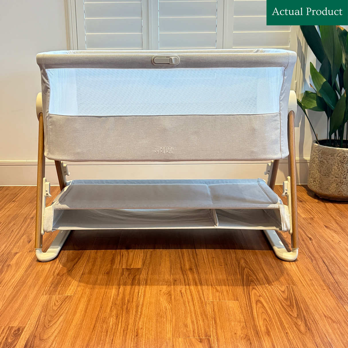 Mamas & Papas Lua Bedside Crib, Gently Used / Beige