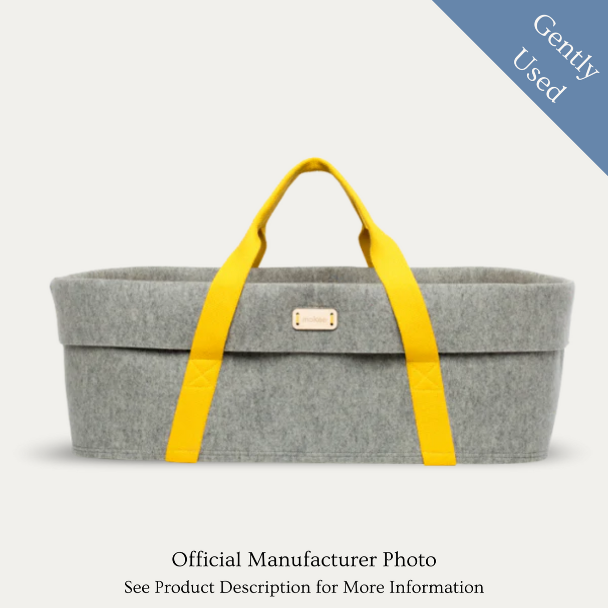 Mokee Woolnest Moses Basket, Gently Used / Yellow