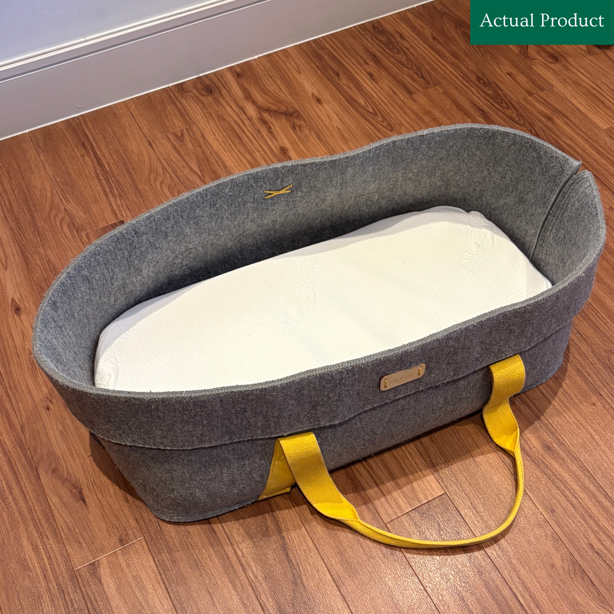 Mokee Woolnest Moses Basket, Gently Used / Yellow