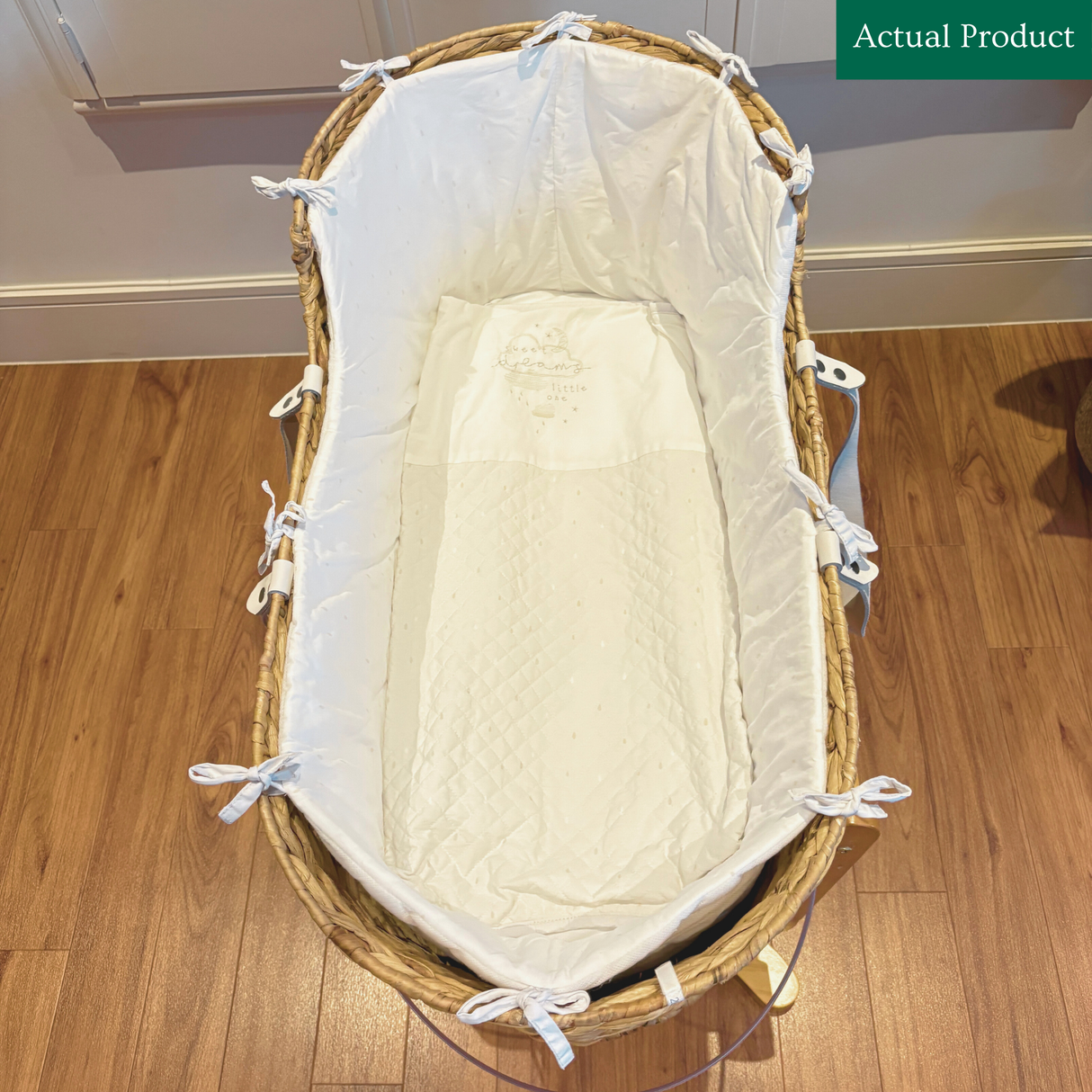 Mothercare Moses Basket & Stand, Gently Used / Natural Wood