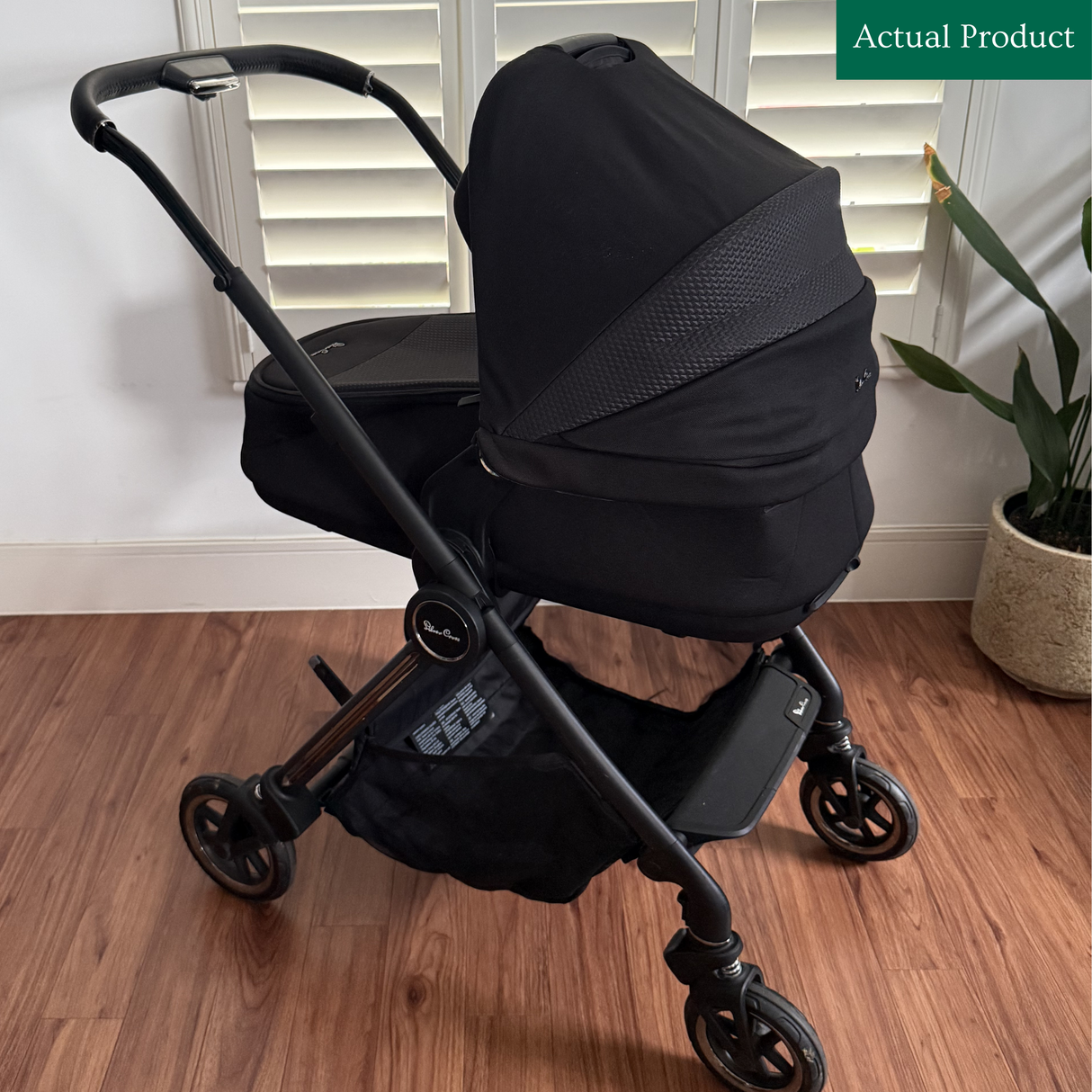 Preloved Silver Cross Dune 1 Pram With Carrycot, Footmuff And Rain Cover, Black