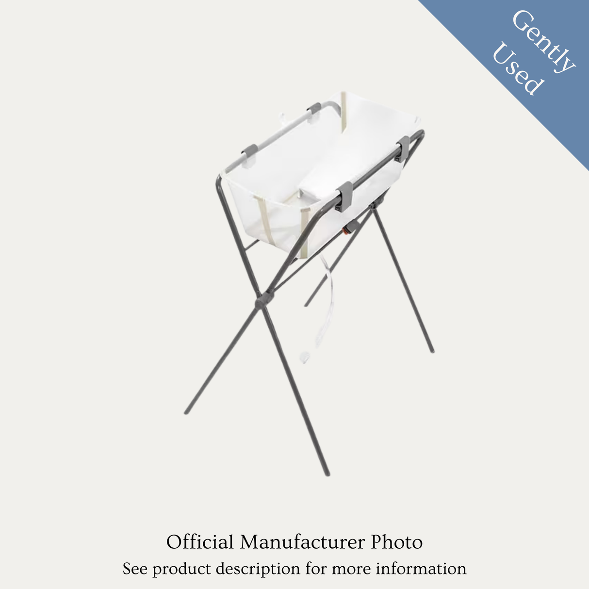 Stokke Flexi Bath With Newborn Insert And Stand, Gently Used / Sandy Beige Plastic