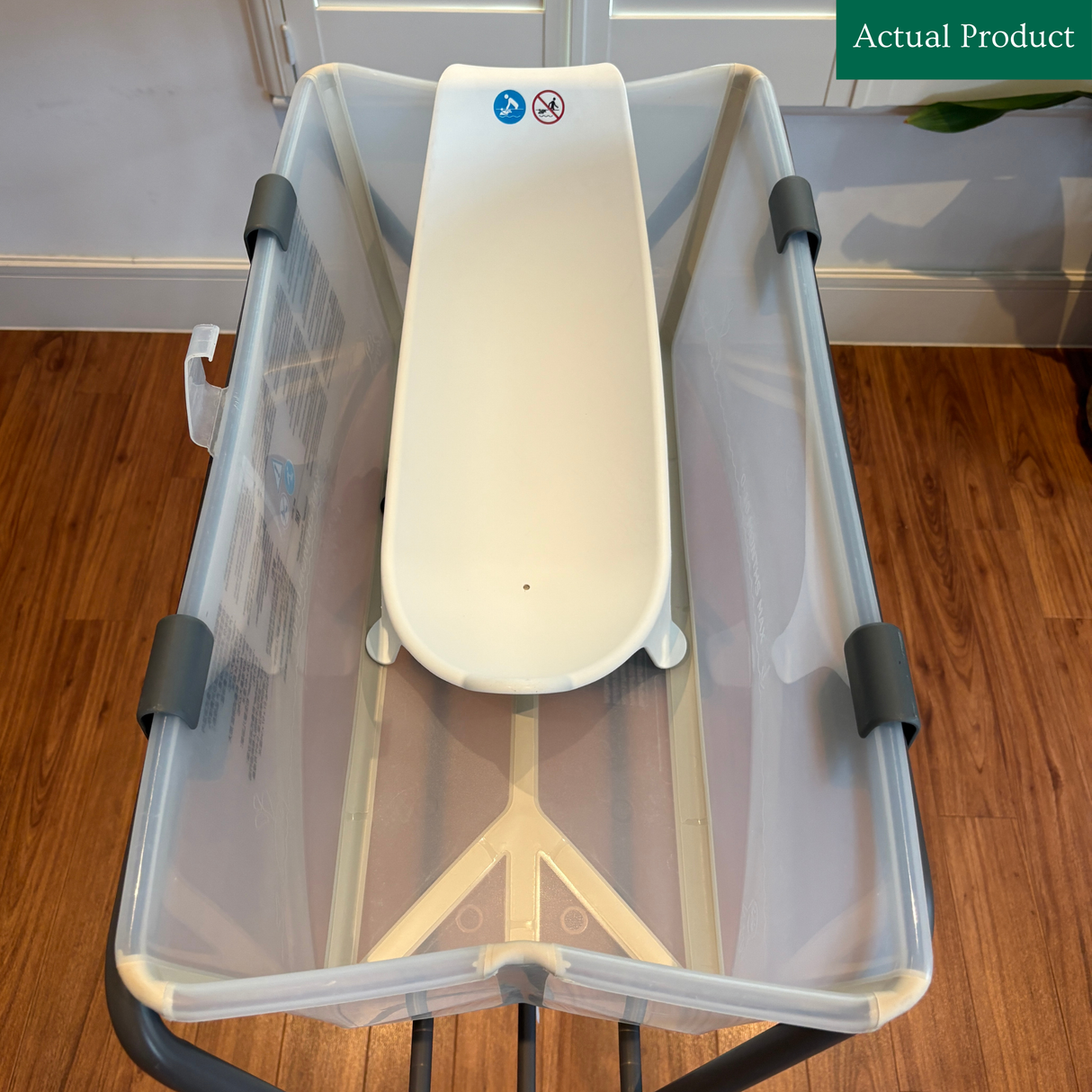 Stokke Flexi Bath With Newborn Insert And Stand, Gently Used / Sandy Beige Plastic