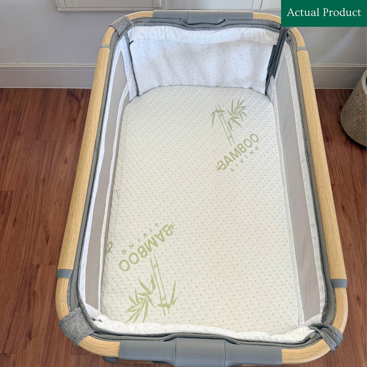 Tutti Bambini CoZee XL Bedside Crib, Gently Used / Light Grey