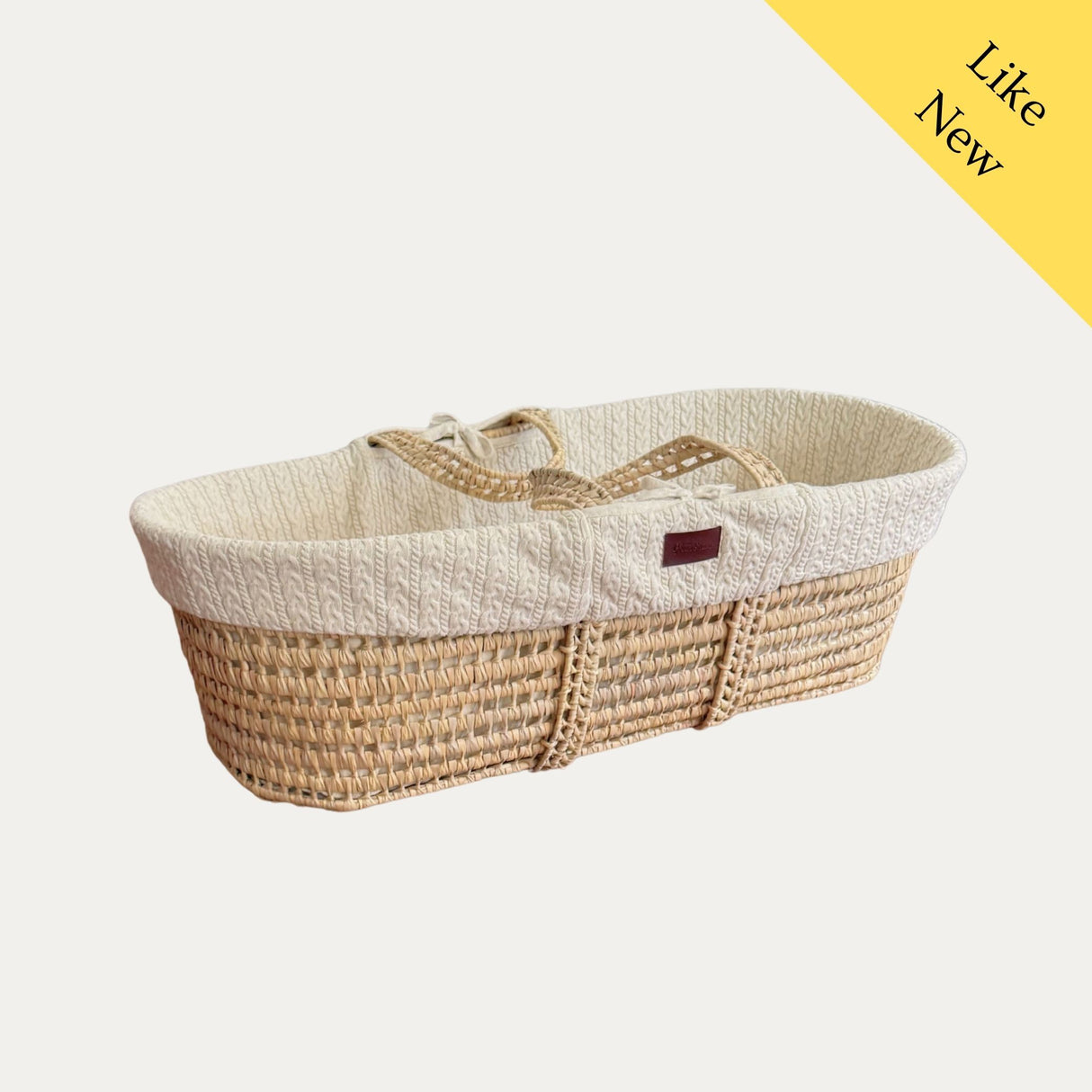 The Little Green Sheep Organic Knitted Moses Basket, Like New / Beige