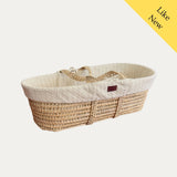 The Little Green Sheep Organic Knitted Moses Basket, Like New / Beige