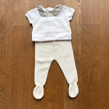 La Coqueta Blouse (24M) & Knitted Trouser (18M), Gently Used / White