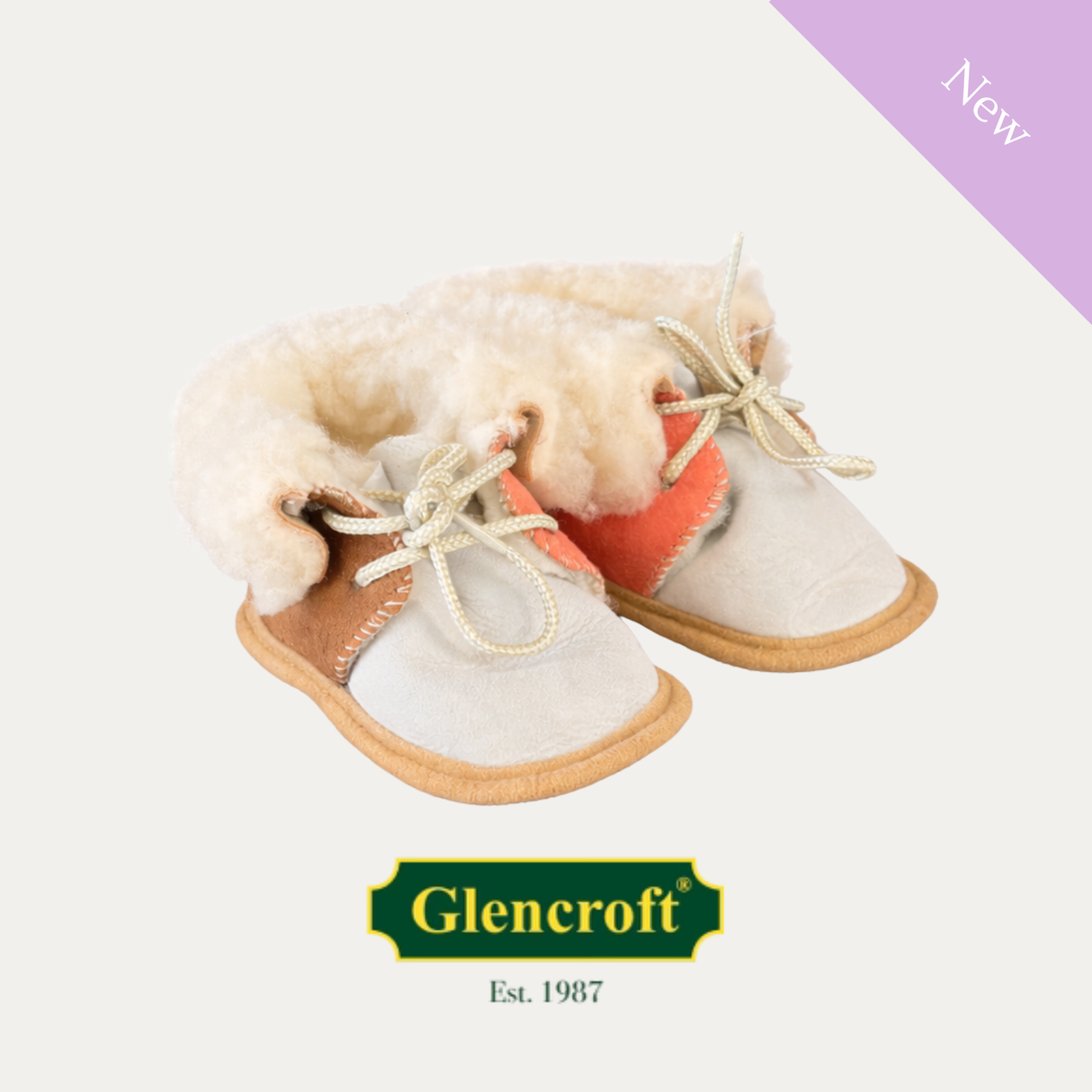 Glencroft Sheepskin Baby Booties, Size 2, New - Open Box / Tan