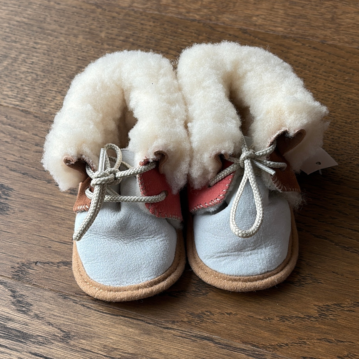 Glencroft Sheepskin Baby Booties, Size 2, New - Open Box / Tan
