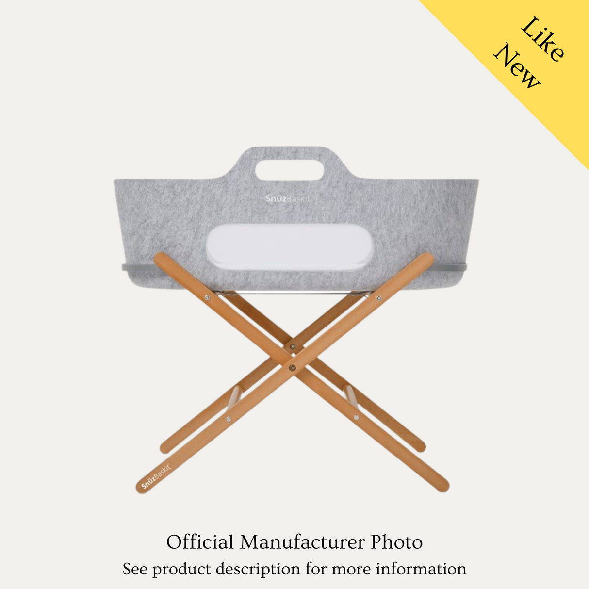 Snuzbaskit Moses Basket With Stand, Like New / Grey