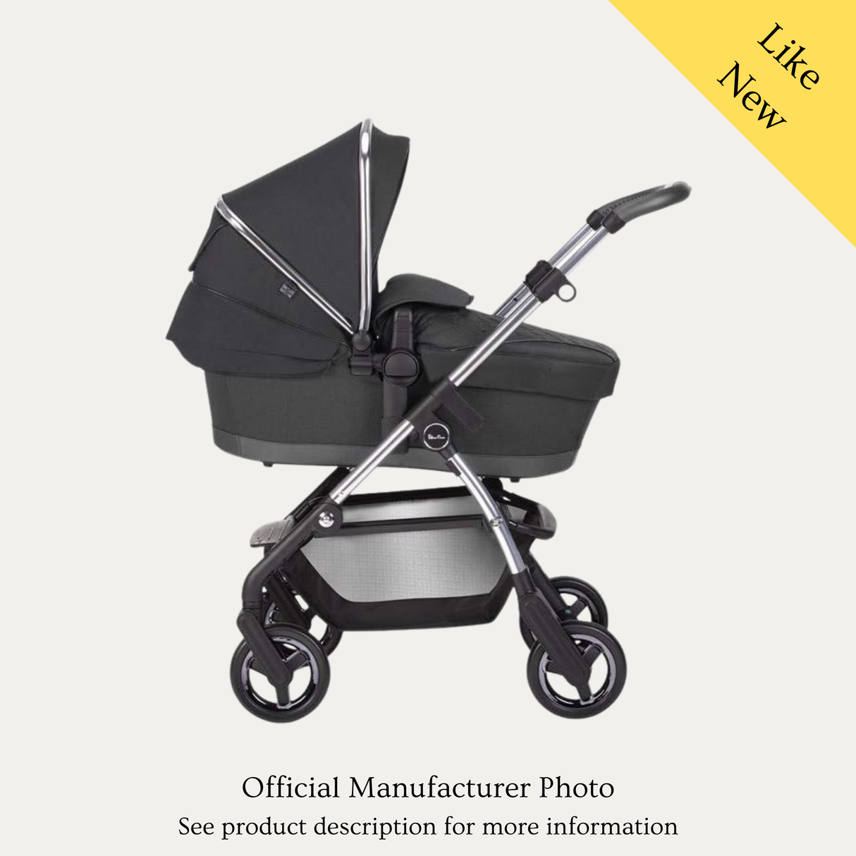 Silver Cross Wayfarer Stroller & Carrycot, Like New / Black