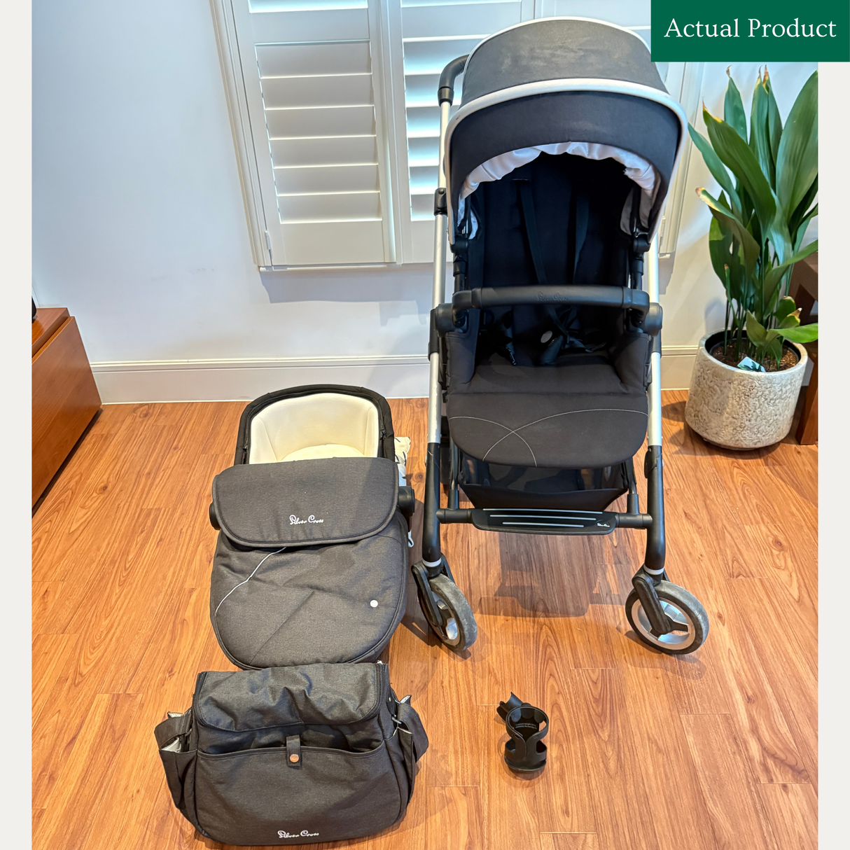 Silver Cross Wayfarer Stroller & Carrycot, Like New / Black