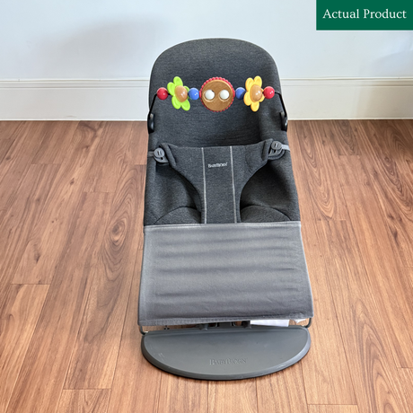 Babybjorn Bouncer + Toy Bar, Gently Used / Grey Jersey