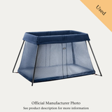 Babybjorn Travel Cot Light with SnoozeShade Blackout Cover, Used / Blue