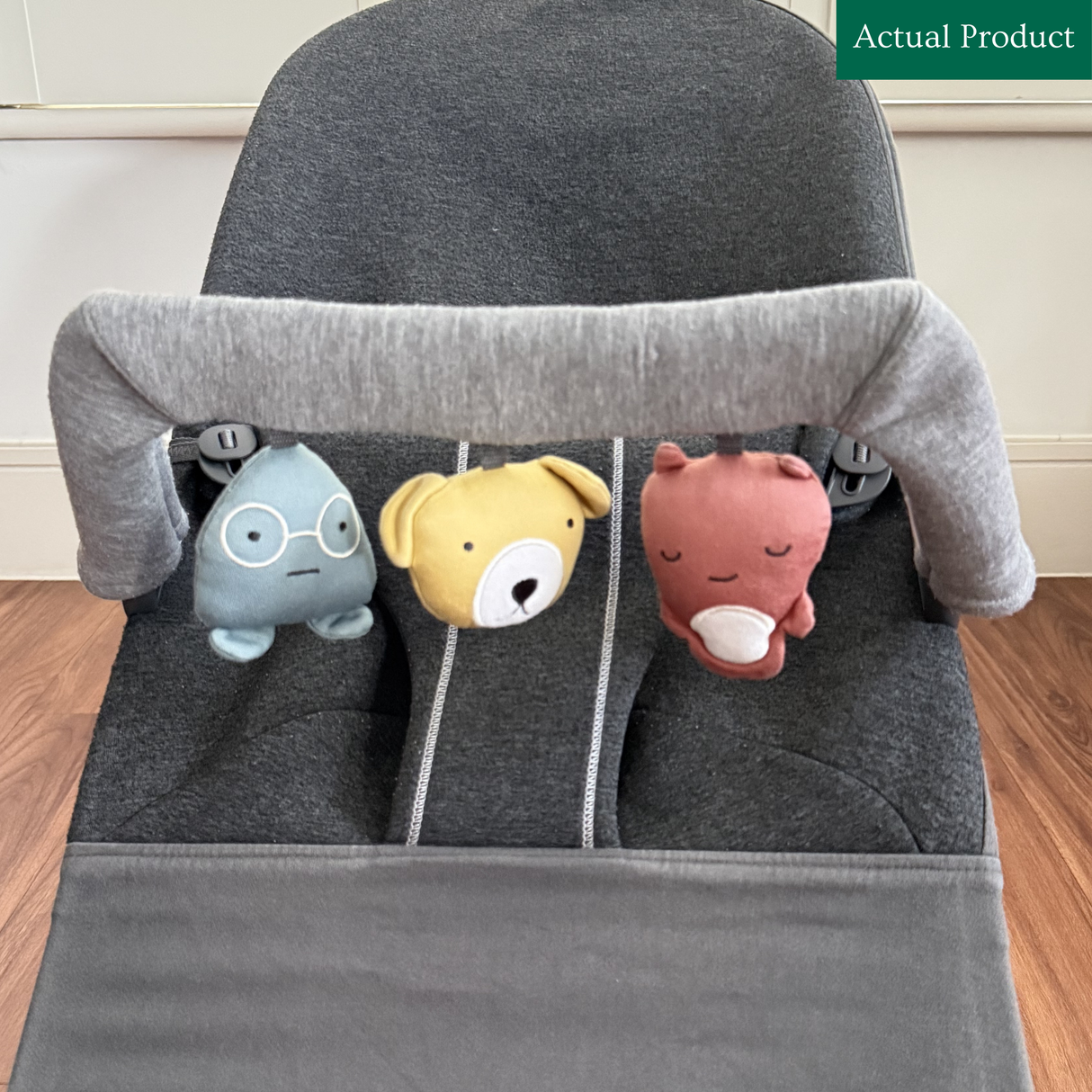 Babybjorn Bouncer + Fabric Toy Bar, Gently Used / Grey