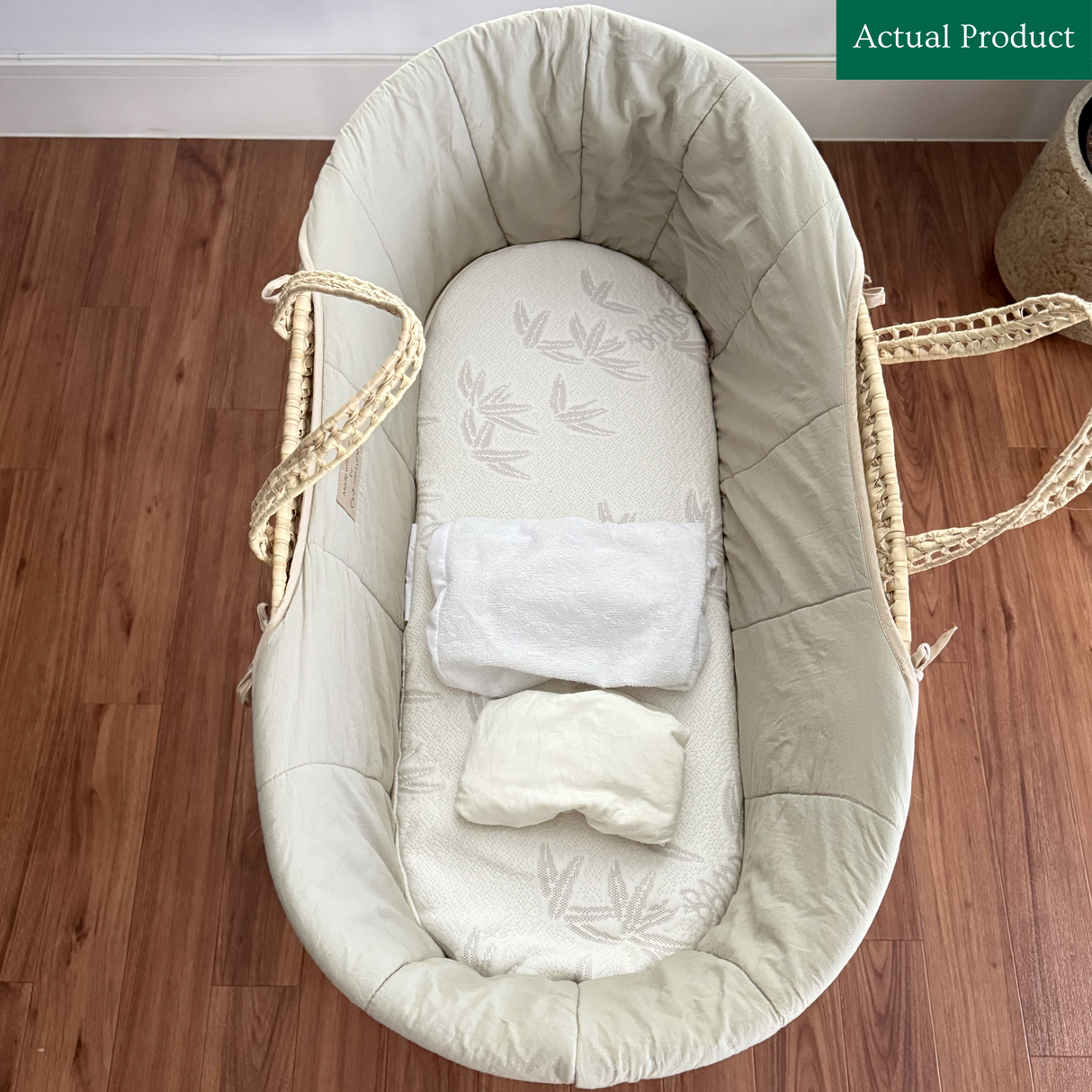 Clair De Lune Moses Basket & Rocking Stand, Like New / Natural Wood
