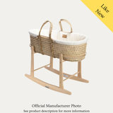 Clair De Lune Organic Palm Moses Basket With Rocking Stand, Like New / Natural