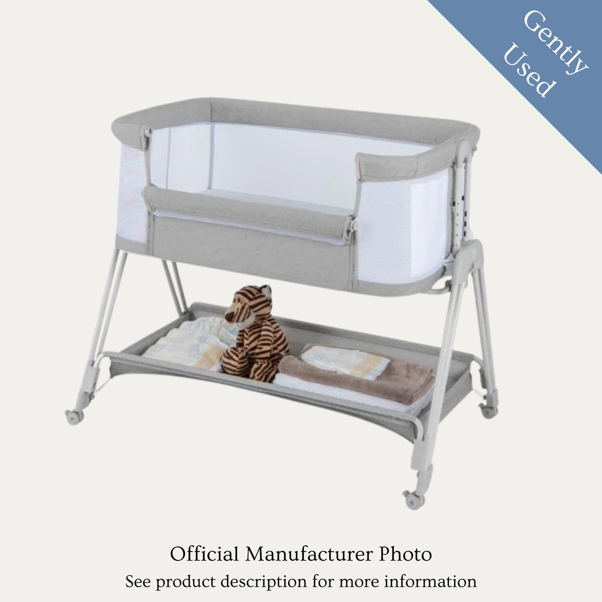 Costway Bedside Crib, Used / White