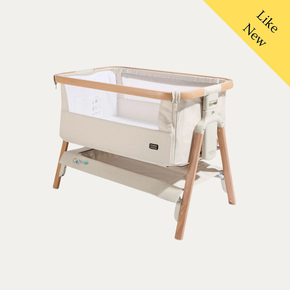 Tutti Bambini Cozee Air Bedside Crib, Like New / Beige