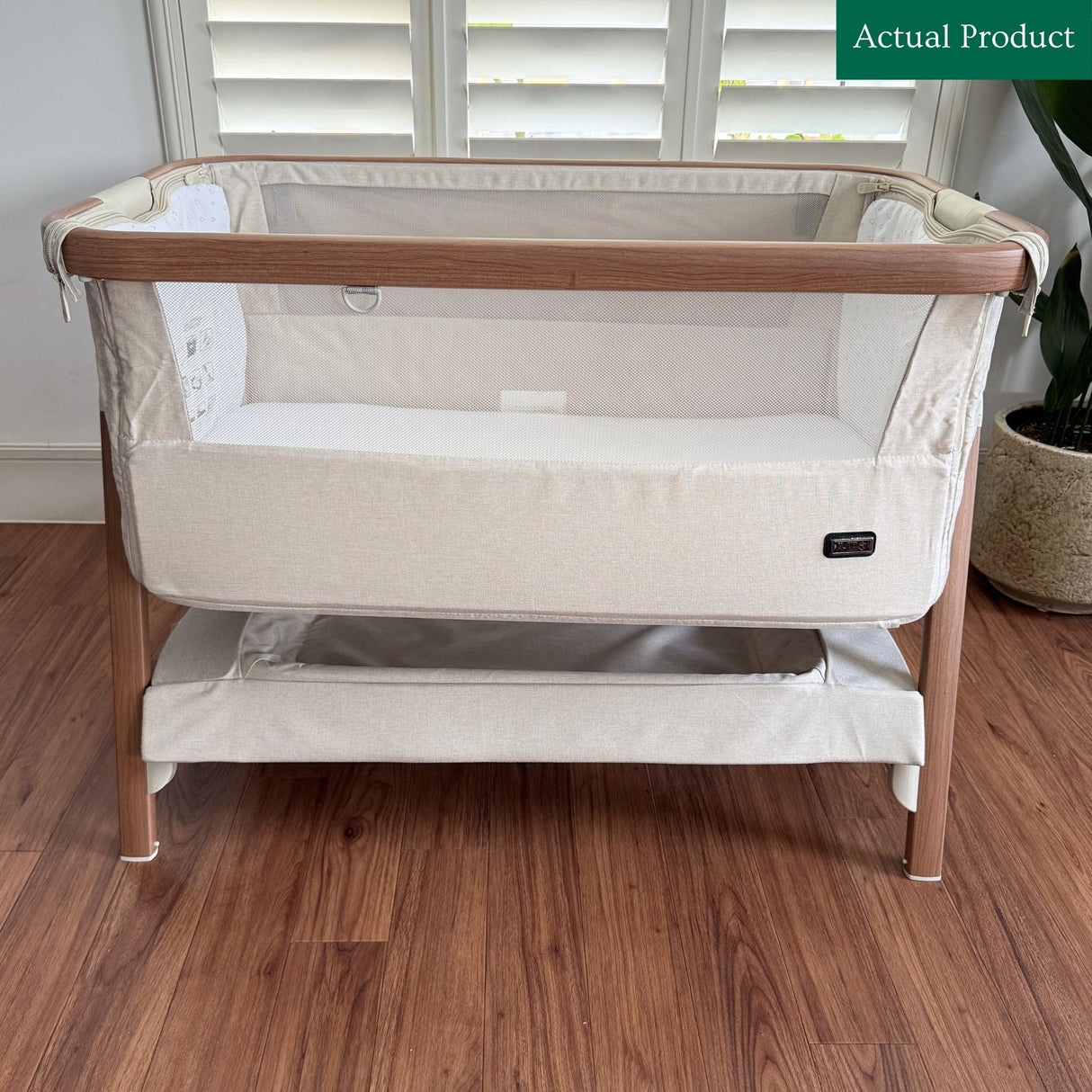 Tutti Bambini Cozee Air Bedside Crib, Like New / Beige