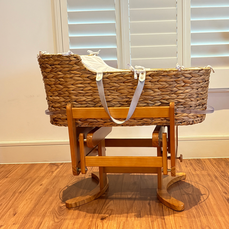 Mothercare Moses Basket & Stand, Gently Used / Natural Wood