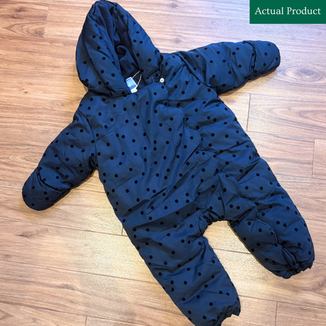 Jacadi Paris Pram Suit (18 Months), Gently Used / Navy Polkadot