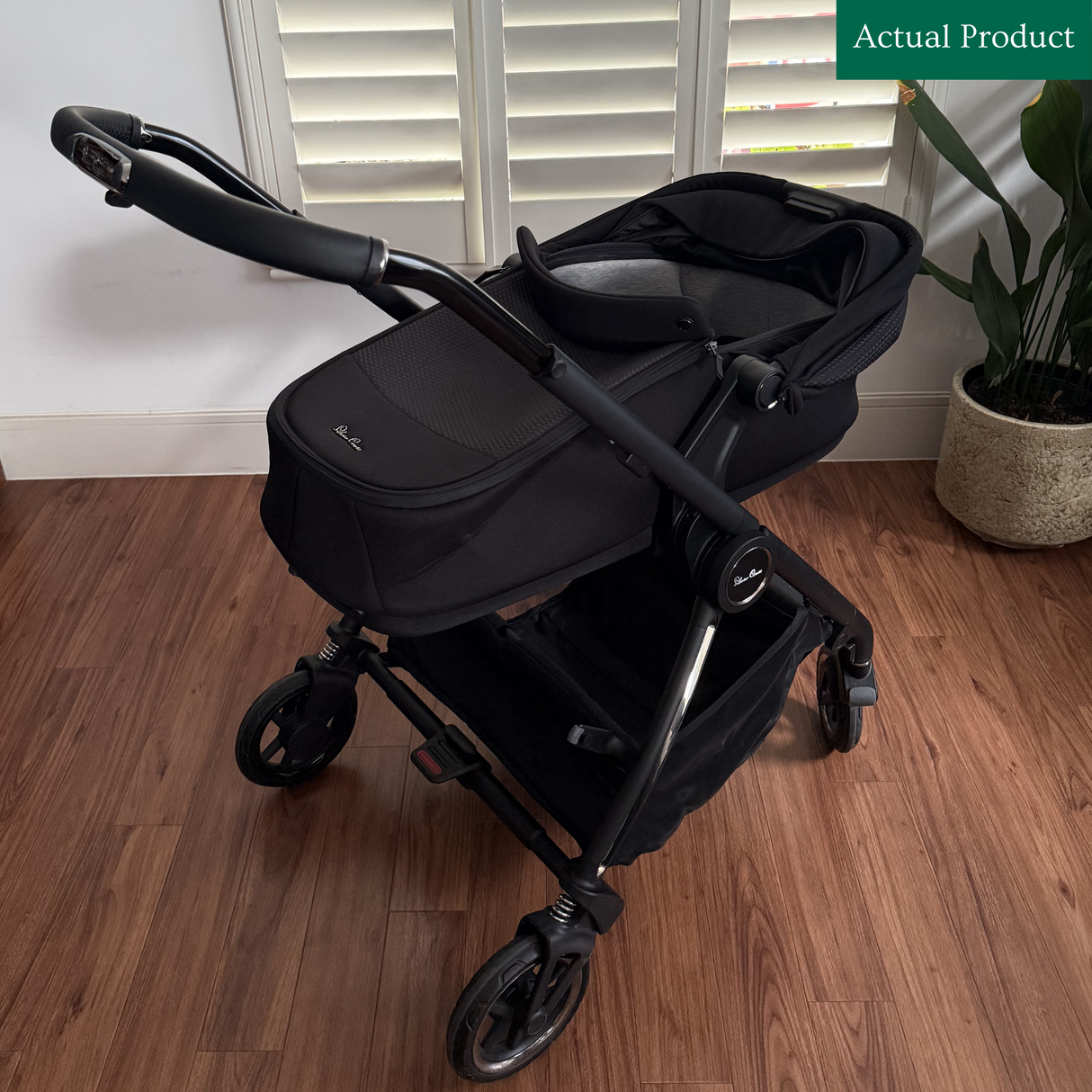 Preloved Silver Cross Dune 1 Pram With Carrycot, Footmuff And Rain Cover, Black
