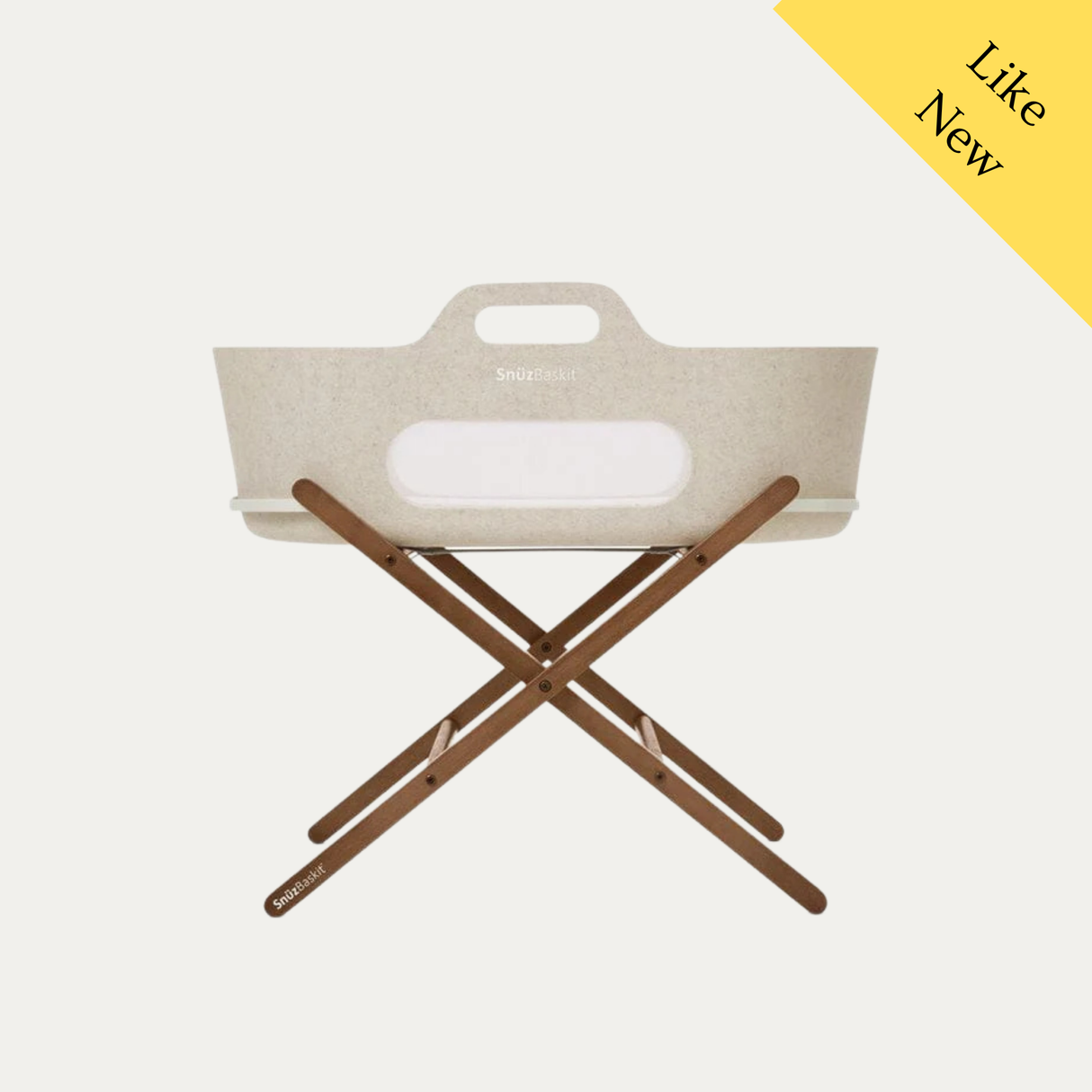 SnüzBaskit Moses Basket & Stand, Like New / Barley And Walnut