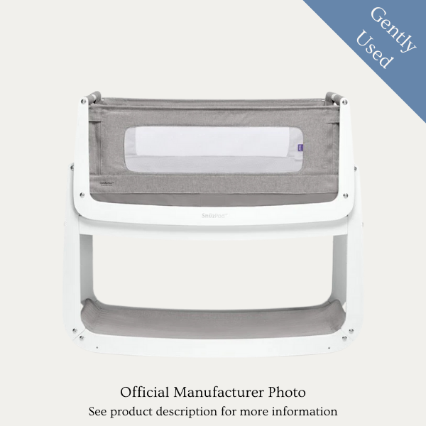 SnuzPod4 Bedside Crib, Gently Used /Grey - Bundle Set