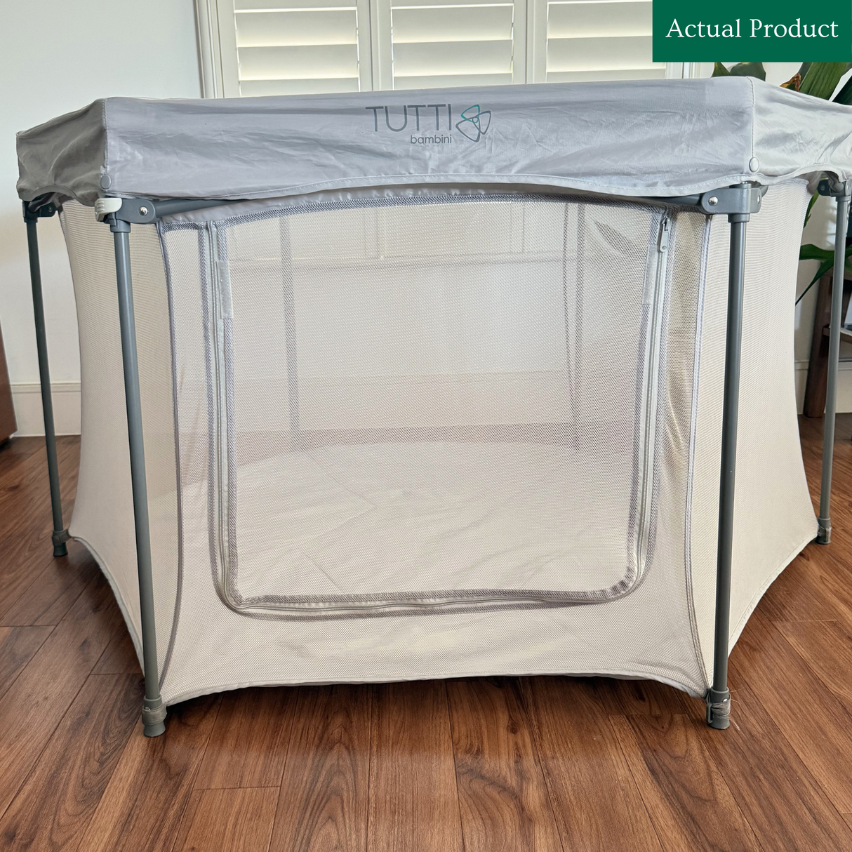 Tutti Bambini Hexa Playpen, Gently Used / Grey