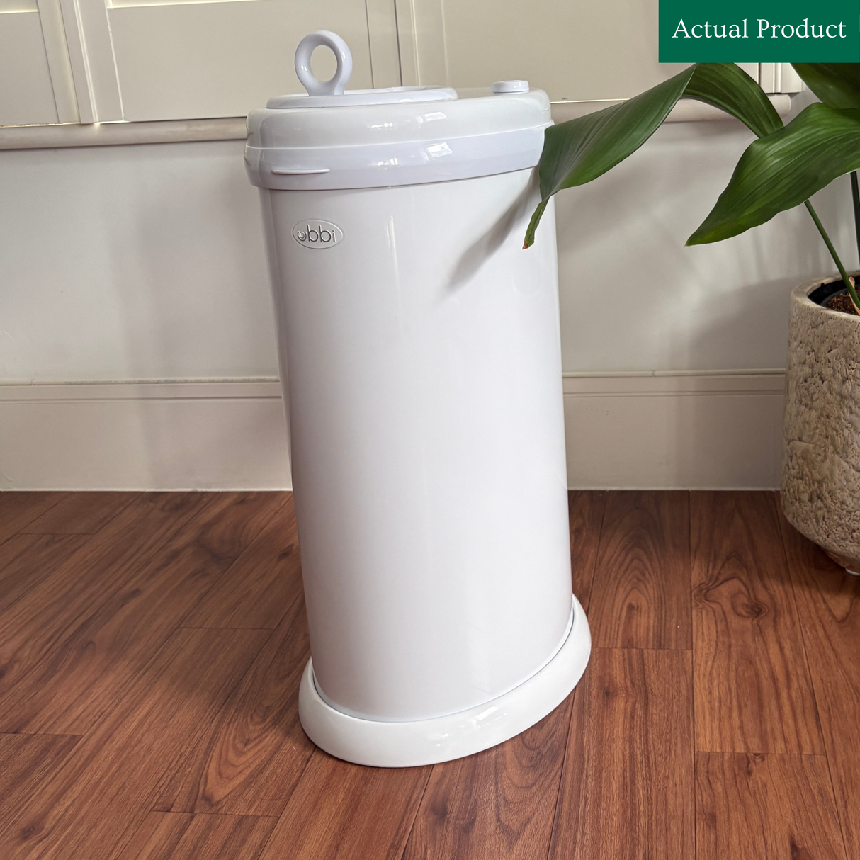 Ubbi Stainless Steel Nappy Pail, Like New / White